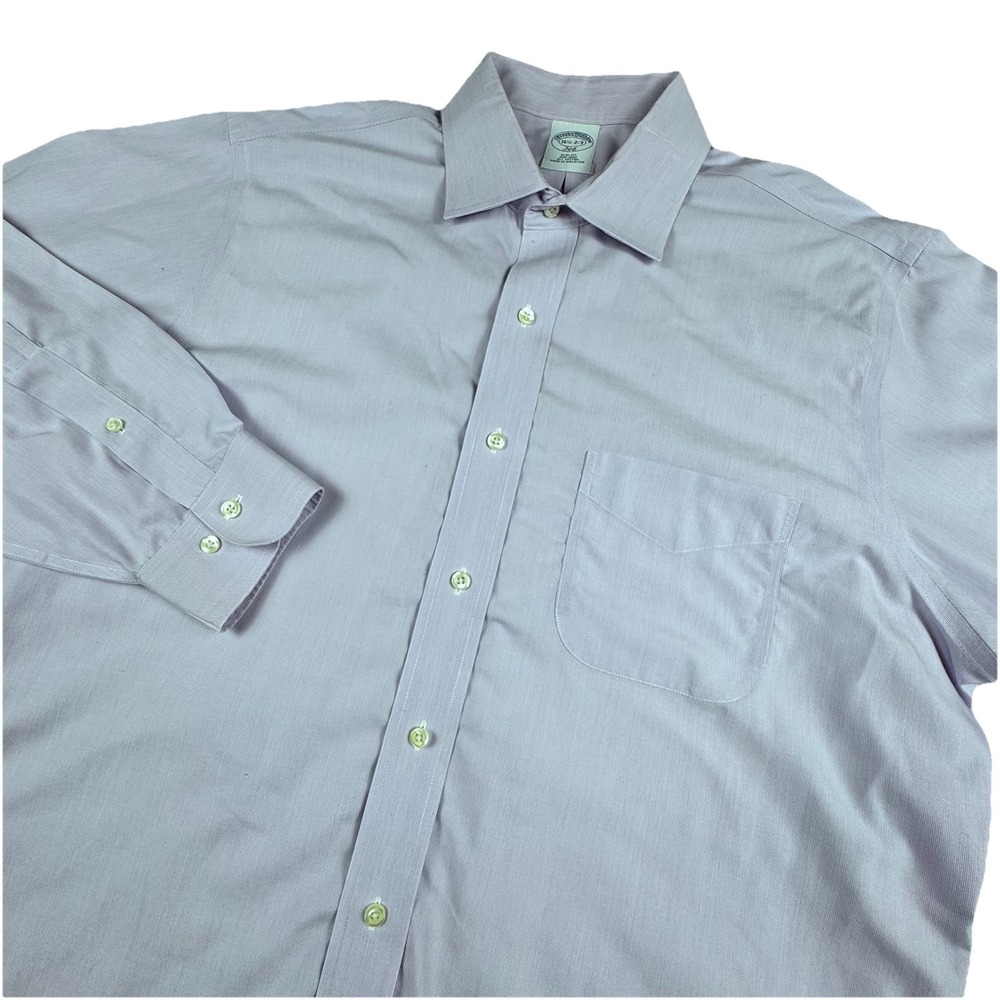 Brooks‎ Brothers 346 Slim Fit Button Shirt Men 16.5-2/3 Purple Stripe Long